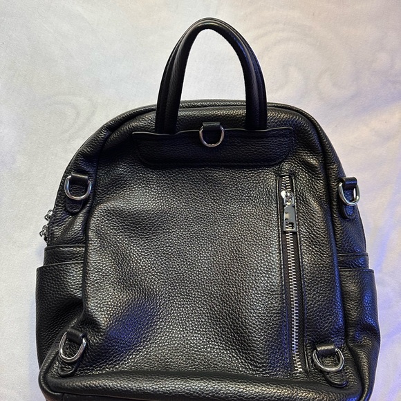 Women’s Black Mini Genuine Leather Multifunctional Bag and Backpack